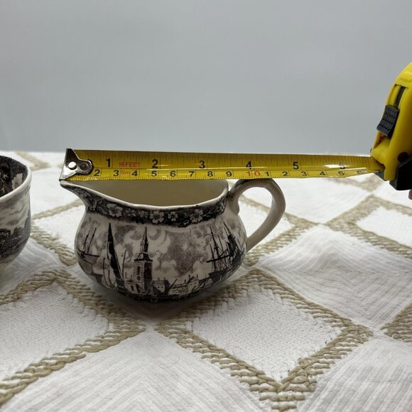 Thames River Scenes by Palissy Pottery Sugar bowl and creamer. Made in England - Picture 14 of 15